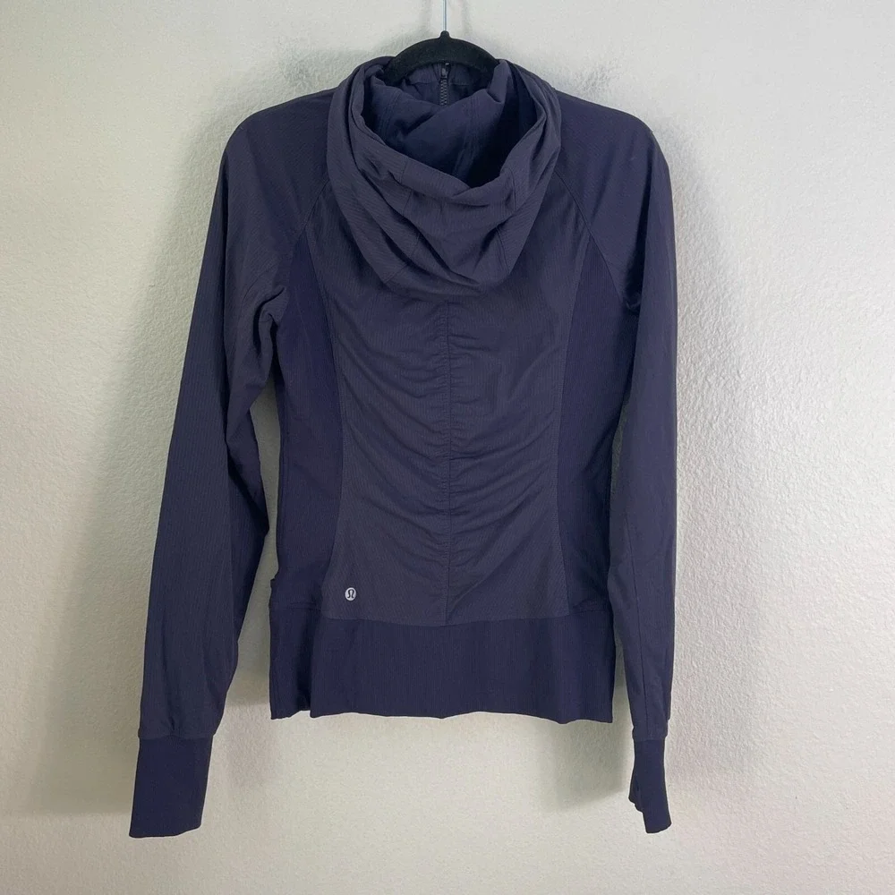 Lululemon Womens 8 Flux Jacket Reversible Zip Up Hooded‎ Navy